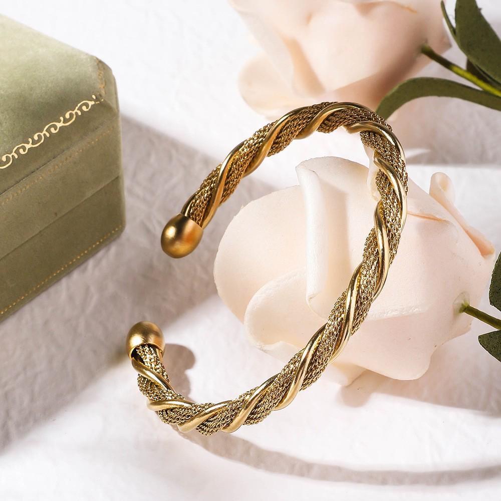 Fashionable European American Titanium Steel Woven Open Bangle – Stainless, Fade-Resistant Bracelet