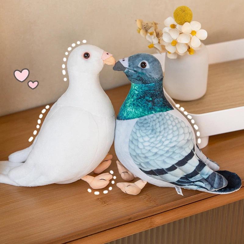 Lifelike Pigeon Stuffed Doll Simulation Soft Bird Plush Toy 1Pcs Non-Toxic for Living Room Decor Kids Easter Gift