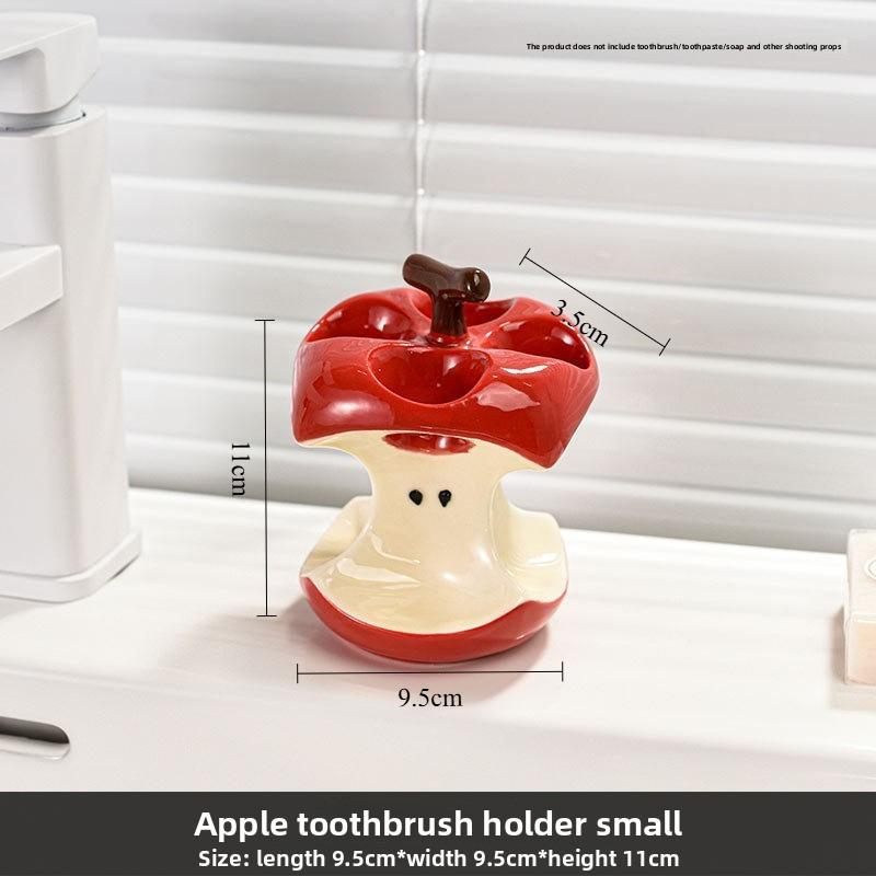 Creative Storage Rack Bracket Toothbrush Holder High Aesthetic Apple Electric , Ceramic Base, Bathroom Toothpaste, Toiletries