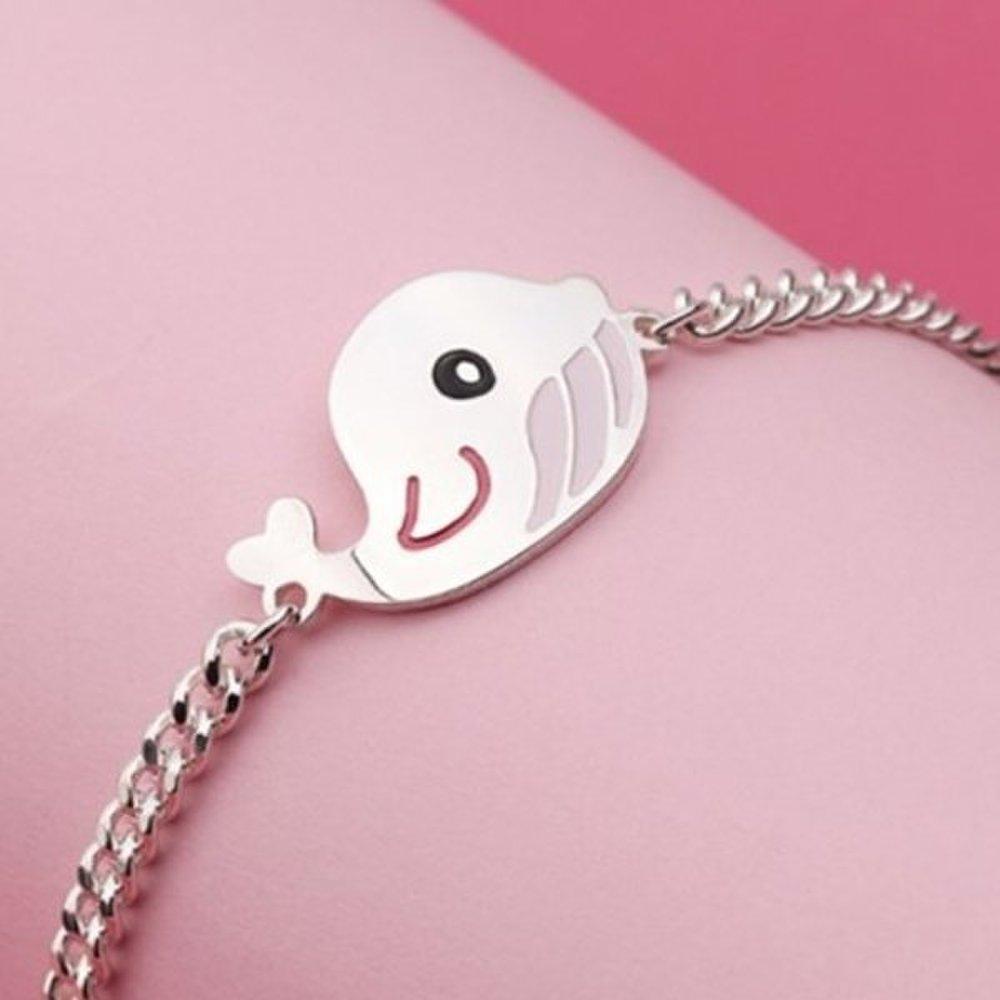 

[As Little] Children s Silver Bracelet Baby Kids Silver 925 Pink Whale