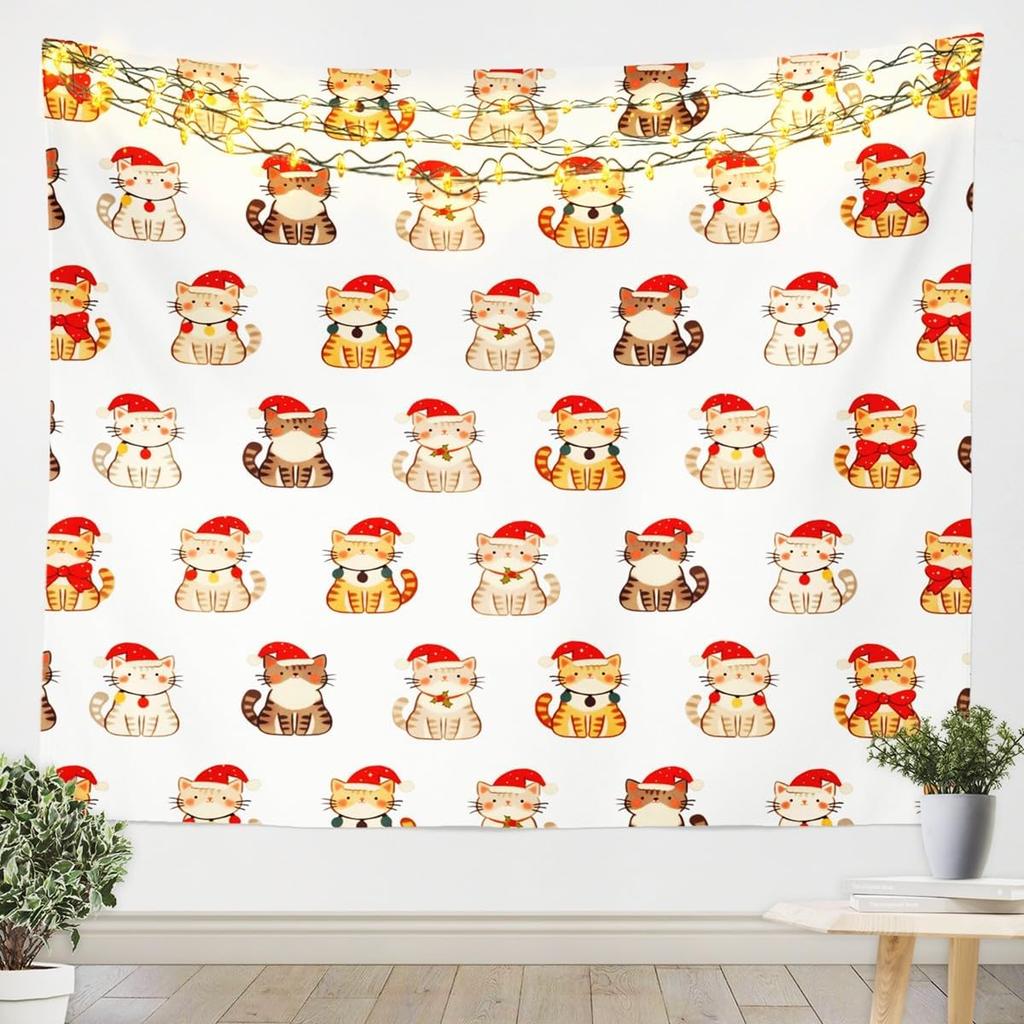 Cat Tapestry Medium Kids Cute Paw Print Wall Hanging Blanket for Boys Girls Teens Cute Kitten Wall Art Cute Cat Lover's Gift