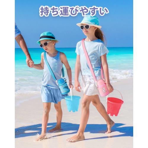 SANTECO MARA Thermos Water Bottle, 450ml, for Kids, with Straw, Direct Drinking, 2-Way Design, Compatible with Sports Drinks and Carbonated Drinks, Ke