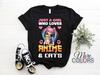 Just A Girl Who Loves Anime And Cats Gift Costume T-Shirt, Best Cat Owner Kittens Kitten Kitty Mom Animals Lover Kawaii Otaku Japanese Japan