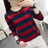 Plus Size Long Sleeve Striped T-Shirt Women's Loose-Fit Slimming Crew Neck Top for Spring Autumn