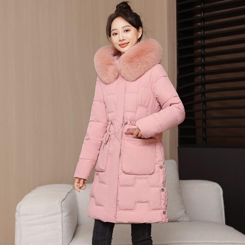 Padded Clothes, Padded Clothes, Women's Winter Coat, New Long Slim-fitting Waist, Big Fur Collar, Padded Jacket Thickened.