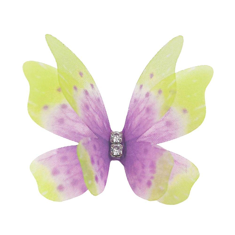 50 ks dvouvrstvých šifonových vyšívaných motýlů do vlasů, svatební doplňky