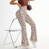 Leopard Print High-Waist Flared Yoga Pants - Wide Leg Streetwear Pilates Fitness Trousers