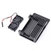 For Raspberry Pi 4B Black Aluminum Alloy Protective Box Enclosure Case (with Dual Fan)