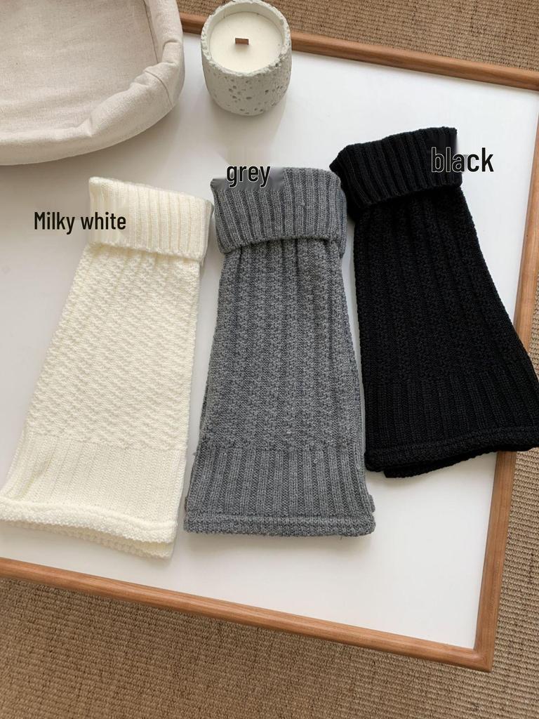 Women's Japanese Style Gray Knitted Wool Leg Warmers: Autumn/Winter Yoga Pants Accessories