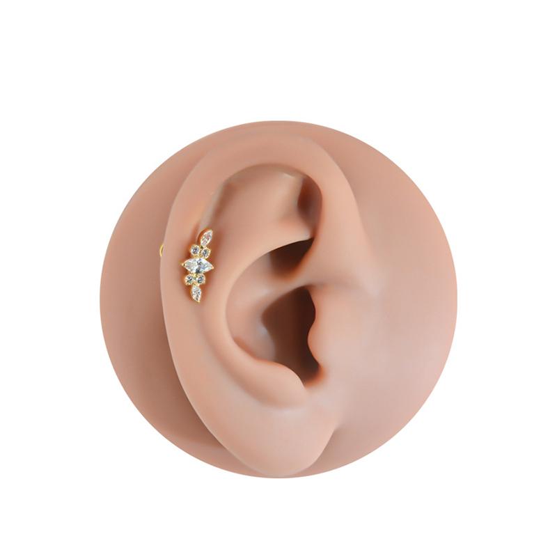 1 PZ Titanio G23 Piercing Labret Filettatura Interna Orecchini Zircone Occhio di Cavallo Fiore Helix Cartilagine Stud Labbra Gioielli per il Corpo 16G