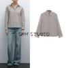 MD Spring/Summer New Arrival Women's Clothing French Style Temperament Commute Style Creamy-white Stripes Short Long Sleeves Shirt 5131831