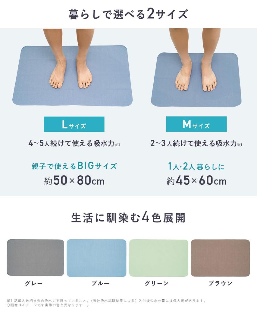 Shogeki SHOCK Magisches Bad Groß Hergestellt aus unglaublich dünnem und hochsaugfähigem Ultra-Dünn, Glatt, Matt, (50x80cm), Blau, Japan, Rutschfest,