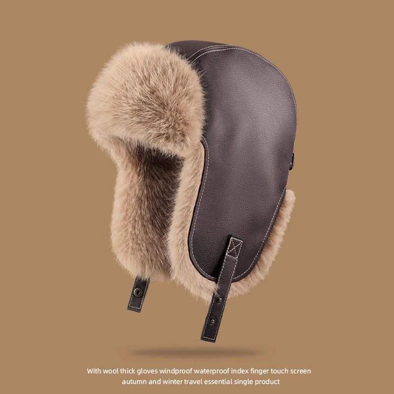 Unisex Winter Ski Hat - Windproof, Warm, Leather Ear Protection for Riding and Cold Weather