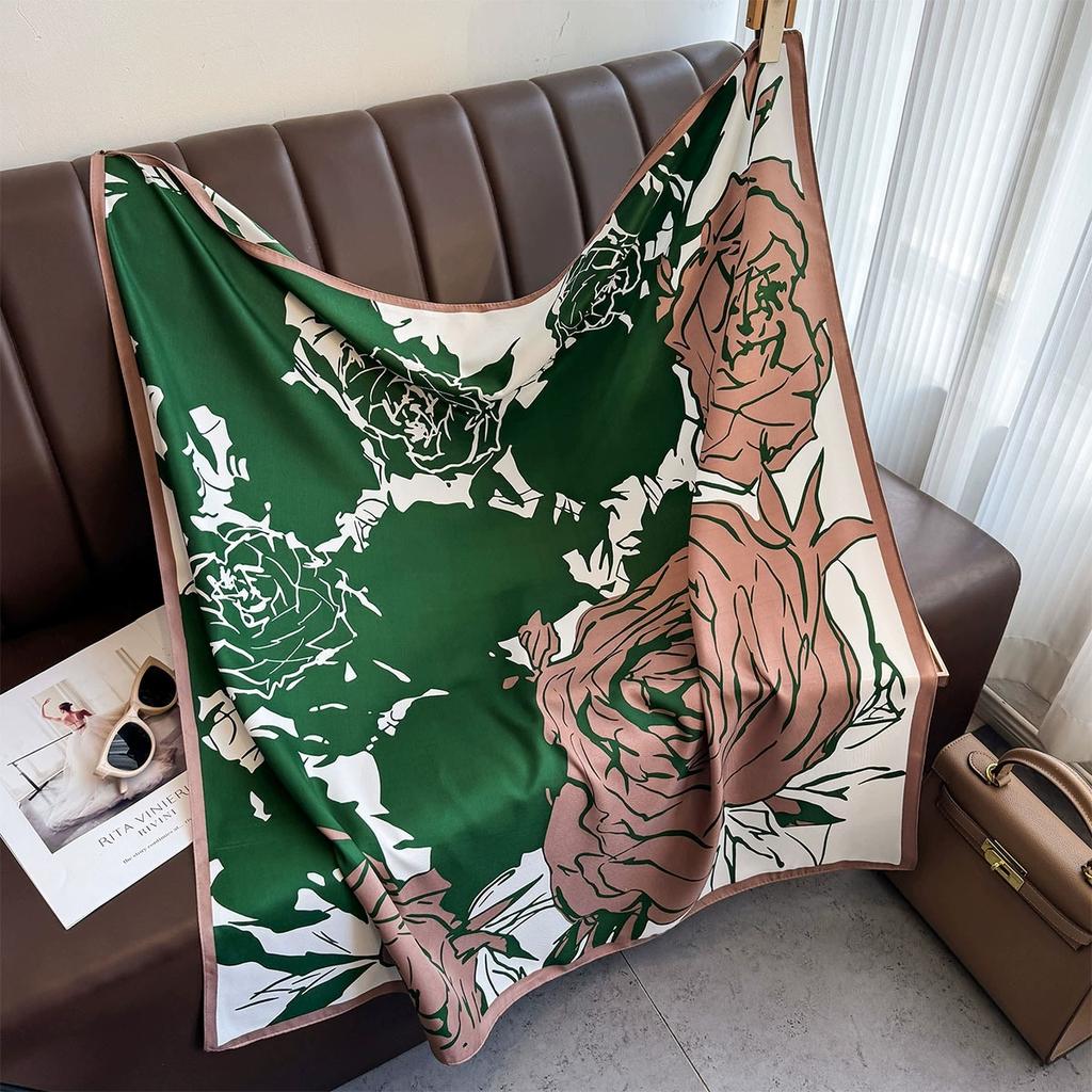 90x90cm Retro Flower Handkerchief Scarf For Women Small Shawl Scarfs Female Square Headband Bandana Head Scarves