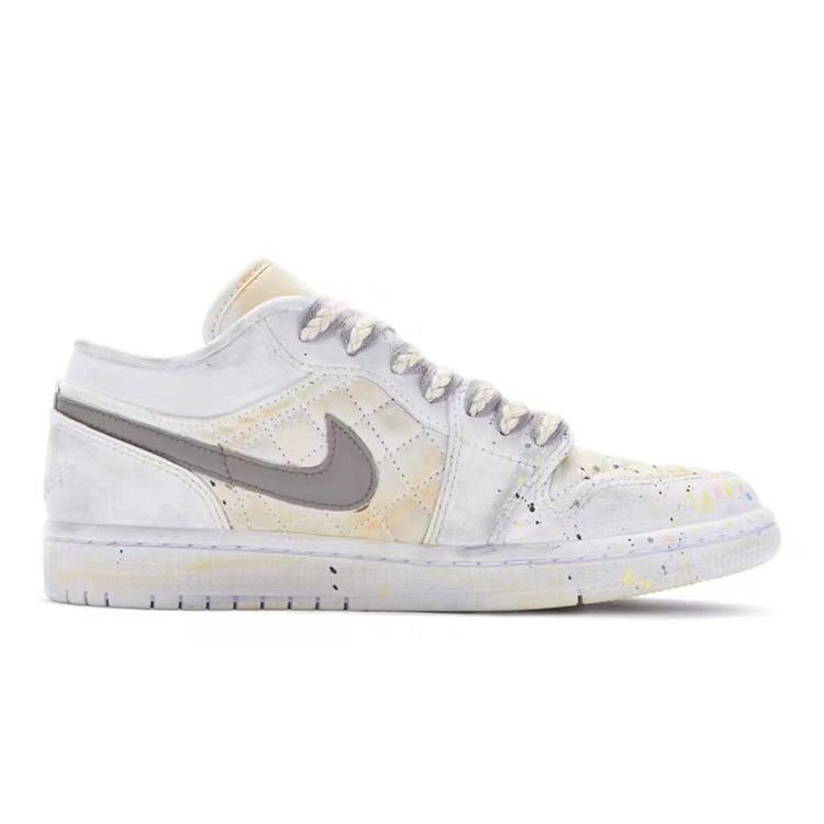 Jordan Air Jordan 1 Low Leather Low top Vintage Basketball Shoes Women's Ecru DB6480-100(Team80-)