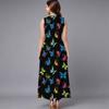 Women Oversized Sleeveless Crew Neck Dress Elegant Dense Floral Vines Flowy Calf Length Outfit