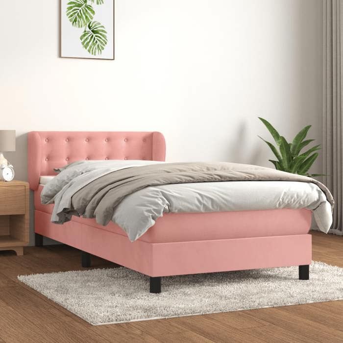Maison Exclusive - Rete a doghe per letto con materasso Rosa 100x200 cm Velluto