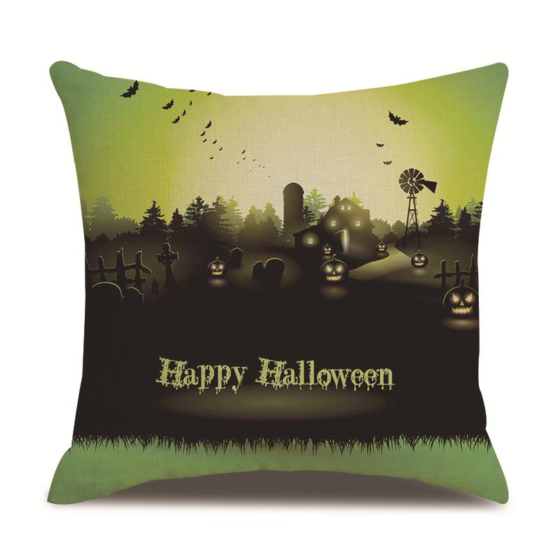 Halloween Linen Pillow Cover Printed Pillow Cover