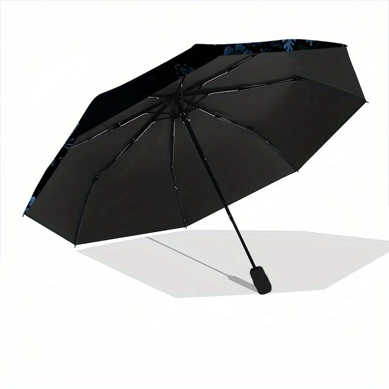 1pc Floral Midnight Automatic Open/Close Umbrella with Windproof, Functional Design, 8-Rib Sturdy Canopy