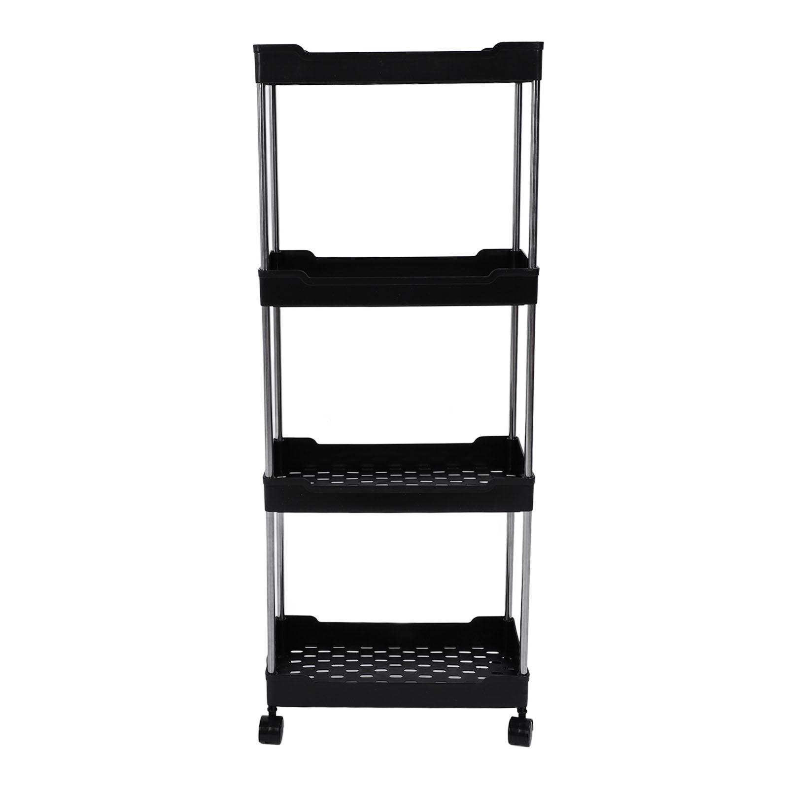 

Rolling Cart Widened PP Stainless Steel 4 Tier with Wheels Storage Trolley for Bathroom Toilet Living Room Kitchen