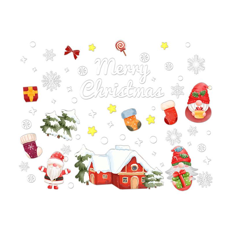 Santa Claus Electrostatic Stickers Shop Windows, Holiday Restaurant Decorations, Dwarf Window Latticework, Glass Door Stickers