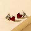 Alloy Modern Wing Heart Earrings For Women In Red And Black 2022 Summer