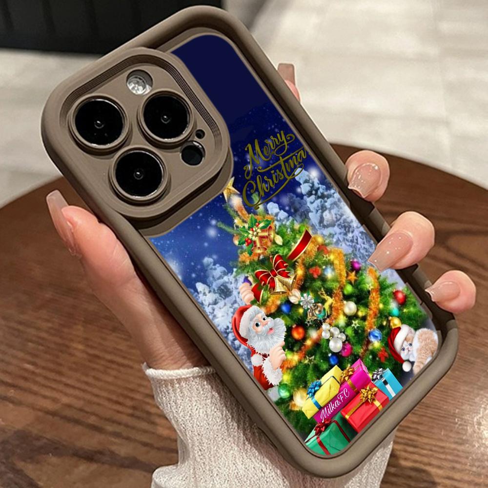 Ae119 Merry Christmas Santa art design Phone Cases for iPhone 16 14 13 11 Pro Max 15 7 8 6 Plus 12 mini XR XS Max SE Angel Eye Ladder Protective Cover