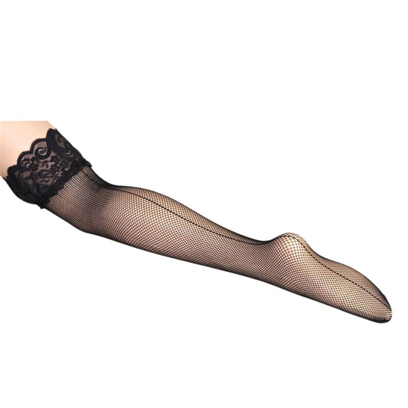 Sexy Women'S Stockings Hollow Out Mesh Lace Top Party Thigh High Stockings Sexy Lingerie Black Back Seam Fishnet Stockings
