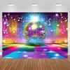 Backdrop for 70s, 80s and 90s Disco Dance Party, Retro Club, Neon Ball, Stage Banner, Background Props for Ph5258