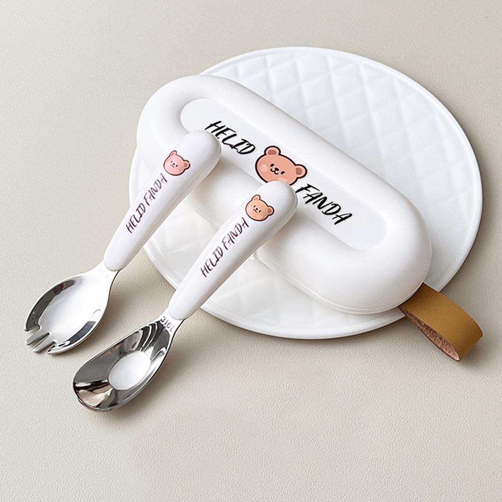 Portable Tableware Set 316 Stainless Steel Kid Spoon Fork Removable Chopsticks With Storage Box Outdoor Camping Cutlery