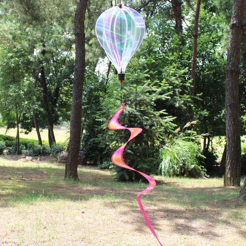 Rainbow Hot Air Balloon Wind Spinner: Rotating Seven-Color Garden Pinwheel with Sequins for Outdoor Decoration