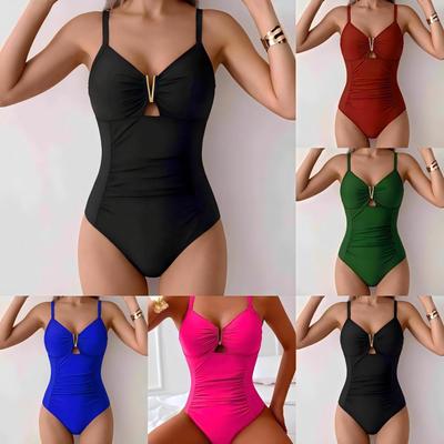European & American Sexy One-Piece V-Neck Slimming Swimsuit for Women
