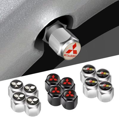 4ks Slitina Krytky ventilků pneumatik auta Kryty stonků kol Vzduchové kryty pro logo ASX Ralliart Outlander Lancer Pajero Eclipse Galant EVO