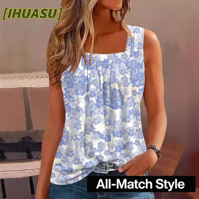 IHUASU Women's Fashion Casual Sleeveless Square Collar Blouses & Shirts