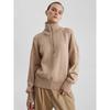 Knitted Lady'S Sweater Stand Collar Drop Shoulder Sleeves Loose Oversized Zippers Fluffy Pullover Autumn Casual Jumper