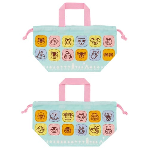 Skater Kids' Lunch Drawstring Bag, Animal Crossing: New Horizons, Made in Japan, KB7-A