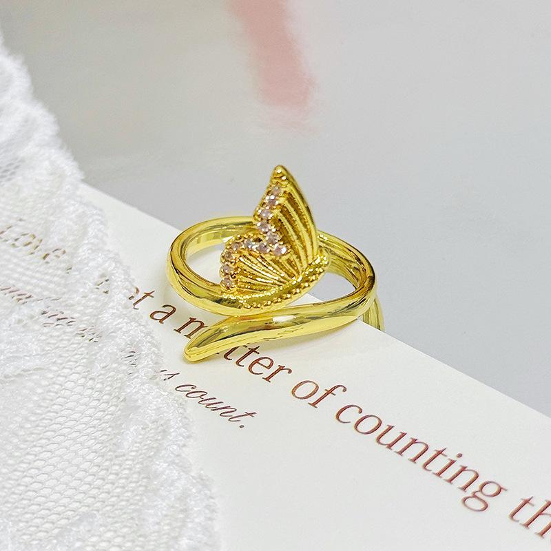 Medieval Vintage Butterfly Series Zir*****Pen Ring Personalized Retro Niche High-End Ring