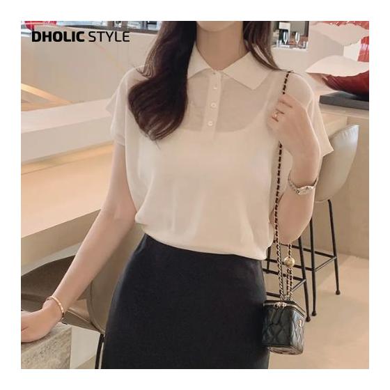 Ladies Korean fashion dholic summer summer ss polo color dolman sheer short sleeve knit/p676721 knit knit/sweater summer knit thin citynwoman SSCITY