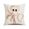 Watercolor Illustration of Octopus Squid Digital Printing Short Plush Pillow Covers for Car Sofa Office Cushion Cover Home Goods