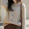 Navava Women Soft Ribbed Plain Basic Collar Long Sleeve Knit Cardigan Nk3342
