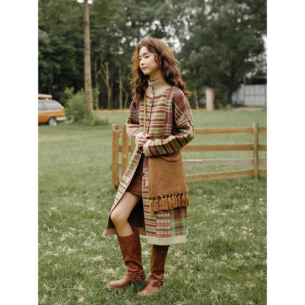 Dimanaf 2025 Winter Plus Size Long Print Autumn Women Buttons Sweaters Jacket Knitting Casual Style Loose Cardigan Sweater