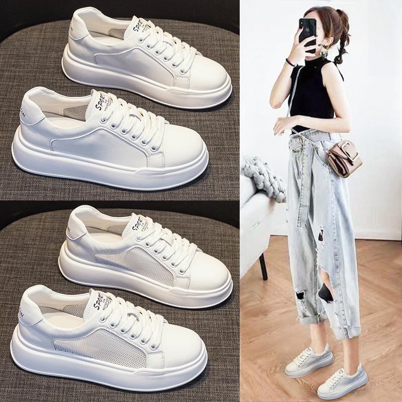 Korean Women's New Summer Breathable Net Shoes Versatile Sports White Casual Board Shoes
