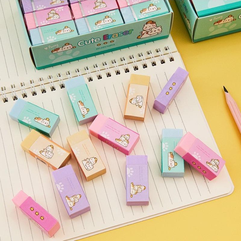 50pcs Cute Erasers Wholesale Fun Desk Pets Pencil Erasers for School Supplies Prize Office Supplies Gifts Party
