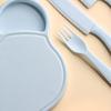 Ergänzende Lebensmittel-Schneidebrett mit Cartoon-Form Sichere abgerundete Schneider Gabeln Schneidebrett für Baby Früherziehung