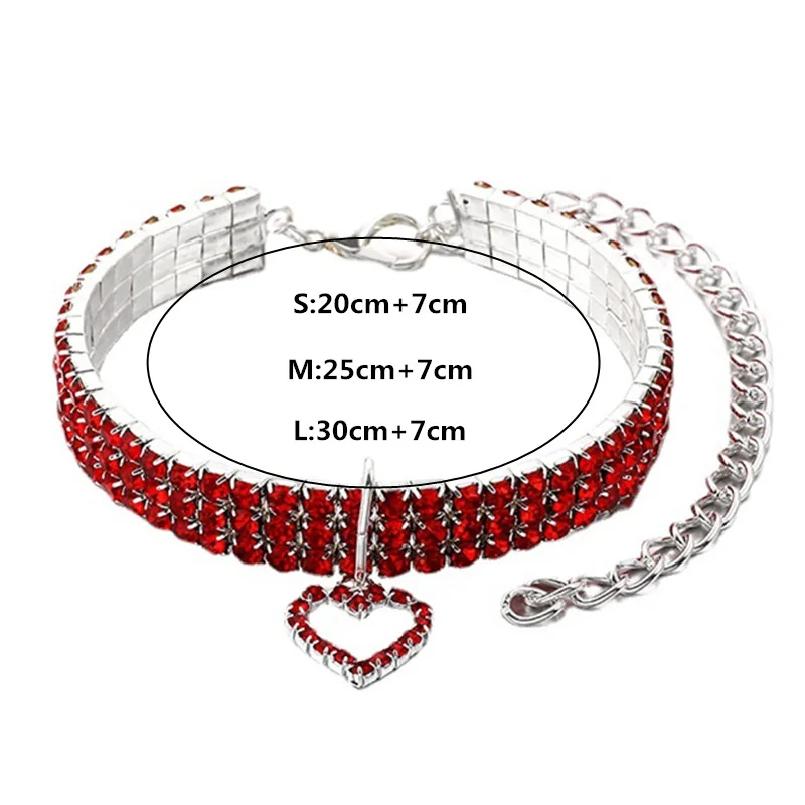 Neue Katze Hundehalsband Dreireihiges Elastisches Strass Haustierhalsbänder Liebesdekoration Halskette Welpe Kätzchen Ornament Haustierbedarf