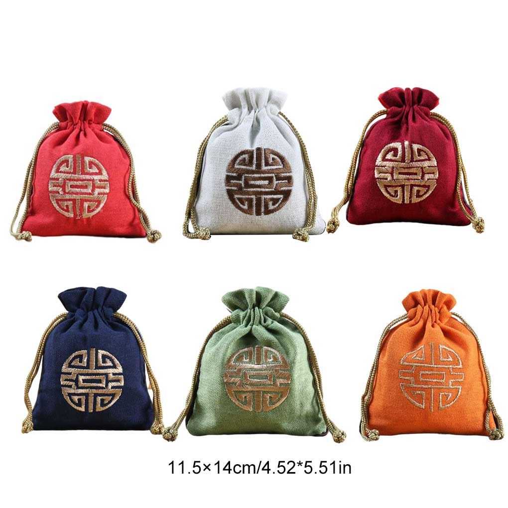 Jewelry Pouch Small Smooth Exquisite Satin Embroidered Sealing Pouches Portable Gift Bag for Ring Chains Pendant