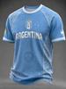 2026 Camiseta de Fútbol para Aficionados de la Selección Argentina Rayas Azules y Blancas Sol 3D Secado Rápido Deportiva Casual Camiseta para Hombre