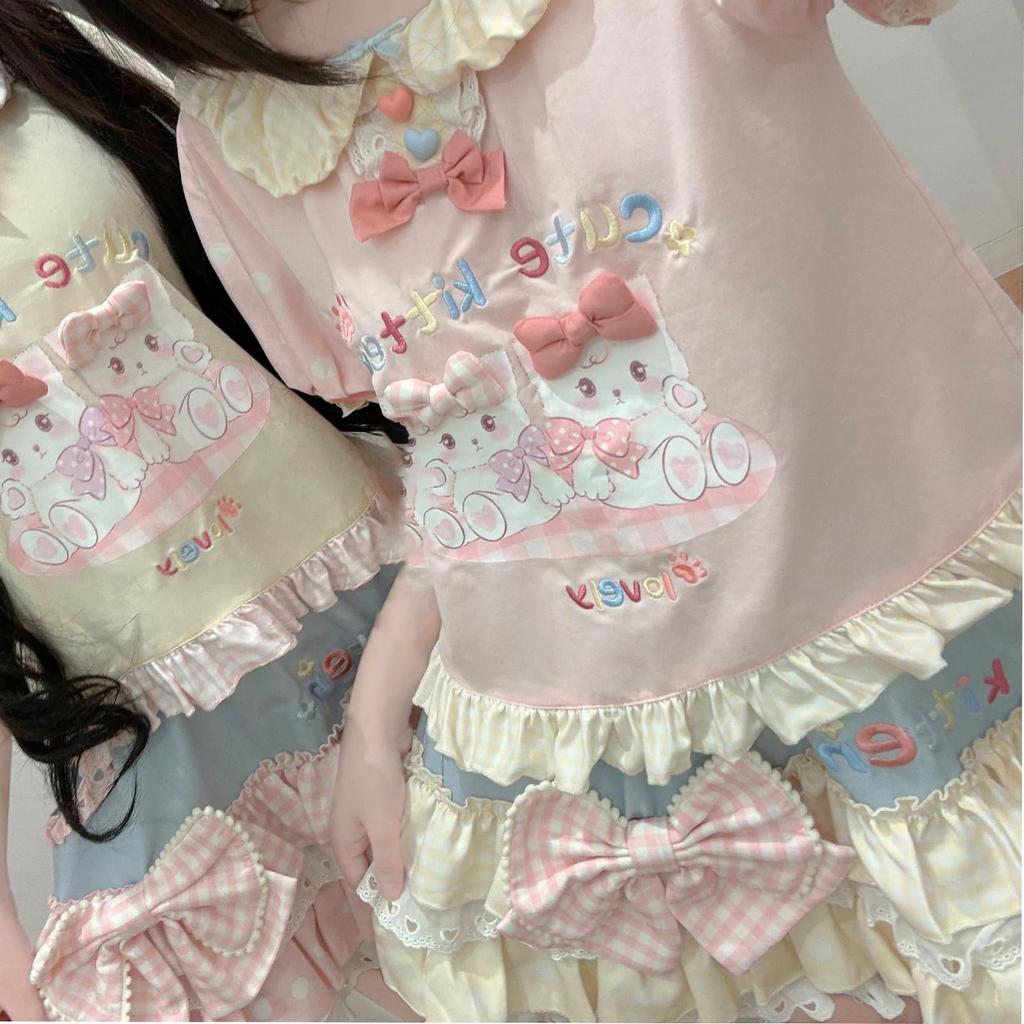 Süßer Rock für Damen mit Visuellem Lolita Traumhaft Locker Prinzessin Sommer Nacht Date [LAVASEON] Schleife, Kei, Spitze, Stil, Süß, Massenproduziert, Passform,