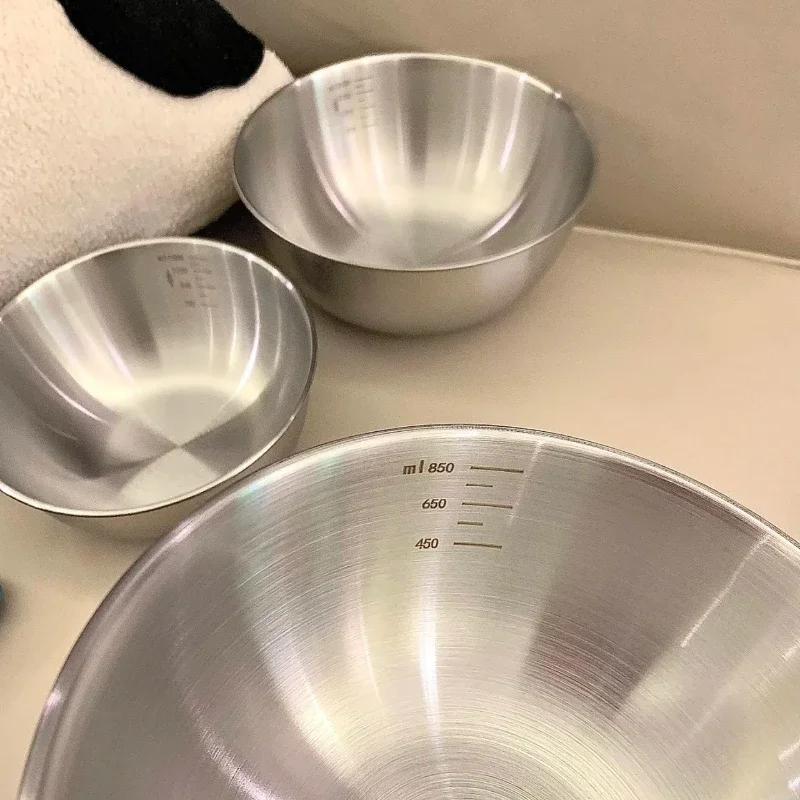 3PCS Stainless Steel Stainless Steel Cooking Bowl Household Salad Bowl Thicken Knead The Dough Mixing Bowl Kitchen Tableware