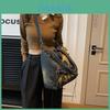 Borsa Tote in Denim Vintage da Donna con Stile Punk Street Grande Capacità